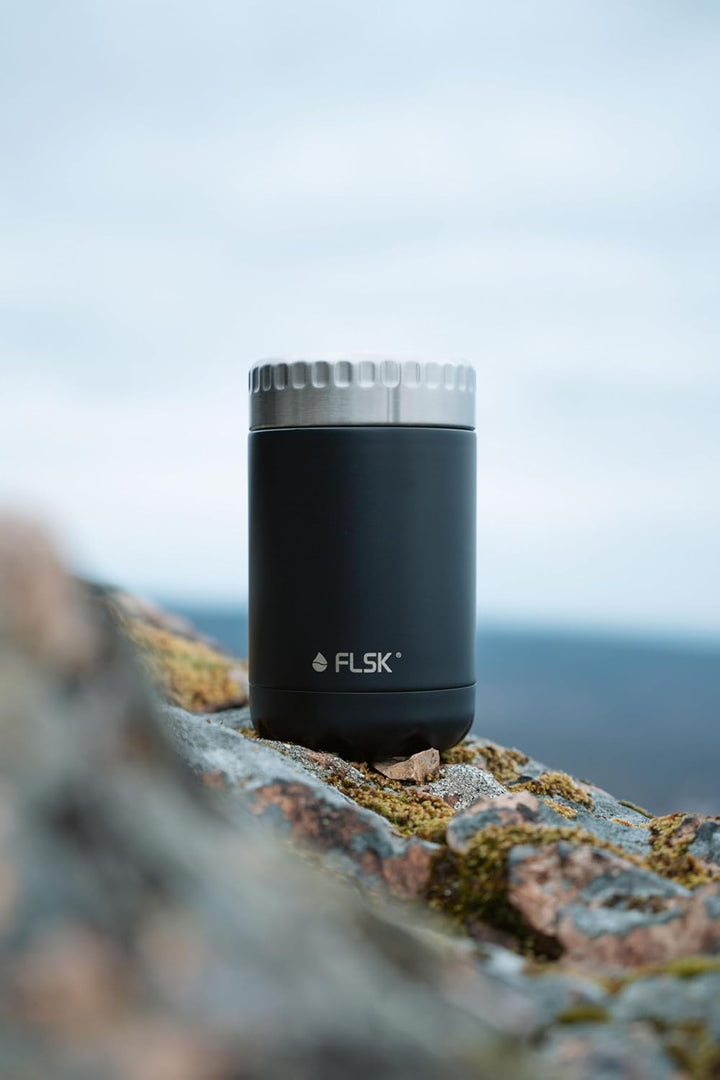 FLSK Food Jar black Thermobehälter für Essen [600ml] – hält 8 Std. warm & 24 Std. kalt – VICC®-Techn