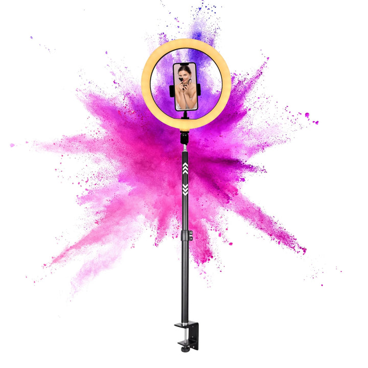 Ringlicht mit Klemmstativ Tisch Stativ Ring Light Handyhalter kompatibel mit iPhone Smartphone Licht