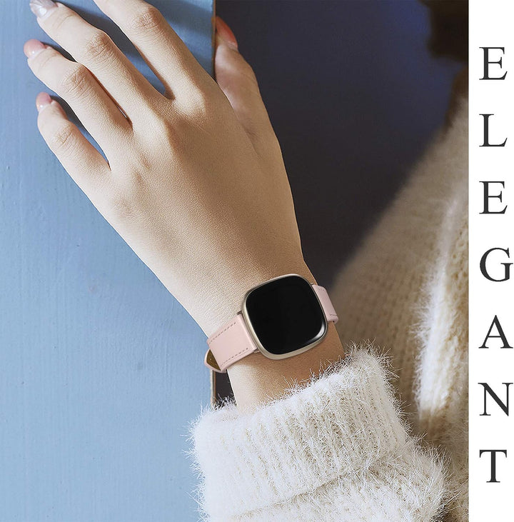 CeMiKa Leder Armband Kompatibel mit Fitbit Sense/Fitbit Versa 3 Armband, Original Lederband Ersatzba