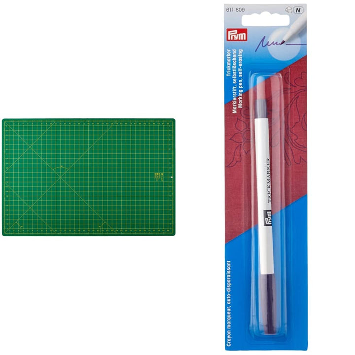 Prym 611382 Schneideunterlage cm/inch-Einteilung, 90x60cm & Trick-Marker (selbstlöschend), violett B