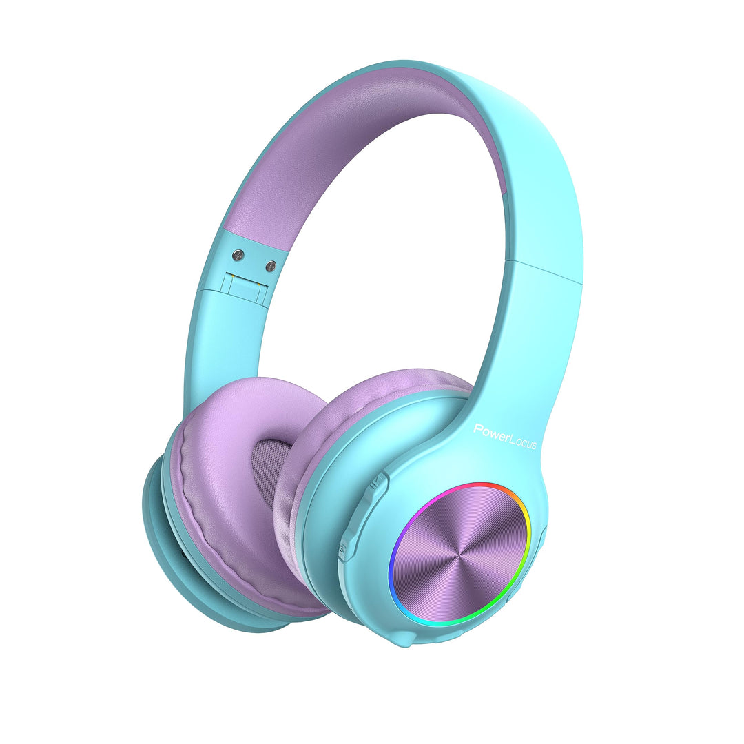 Kinderkopfhörer Bluetooth, PowerLocus Kinder Kopfhörer Kabellos mit LED-Leuchten 74/85/94dB Lautstär