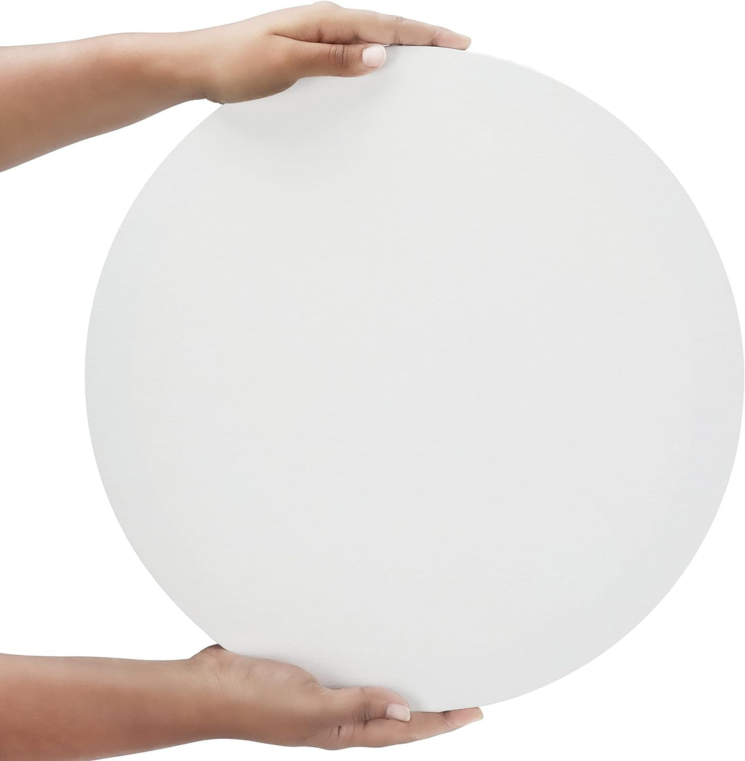 Belle Vous 3 Stk Blanko Leinwand Rund- 40cm Durchmesser - Vorbespannte Kreisrunde Leinwand Rahmen -
