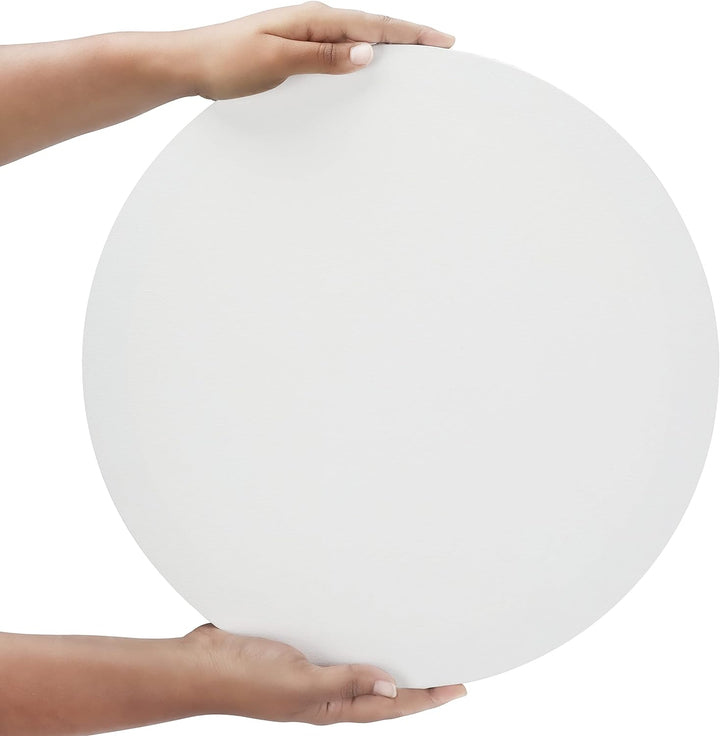 Belle Vous 3 Stk Blanko Leinwand Rund- 40cm Durchmesser - Vorbespannte Kreisrunde Leinwand Rahmen -