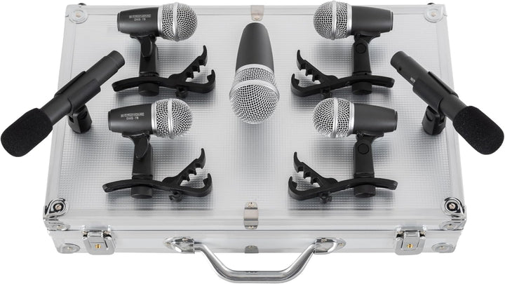 Pronomic DMS-7 Drum Schlagzeugmikrofonset - Drum Mikrofon Set mit 7 Mikrofonen für Bühne und Tonstud