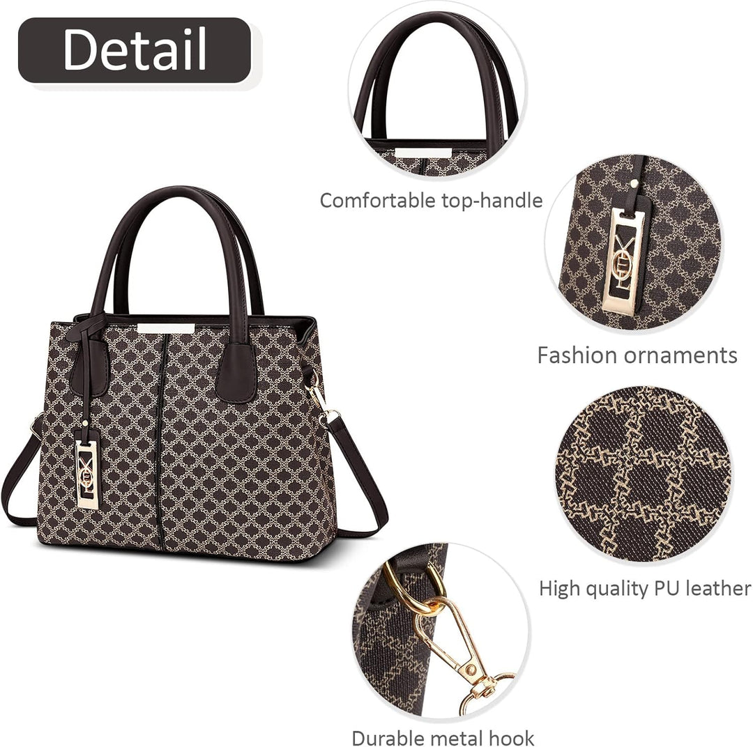 DIRRONA Retro Damen Handtasche Klassischer Druck Umhängetasche Elegant Schultertasche Lässig Crossbo