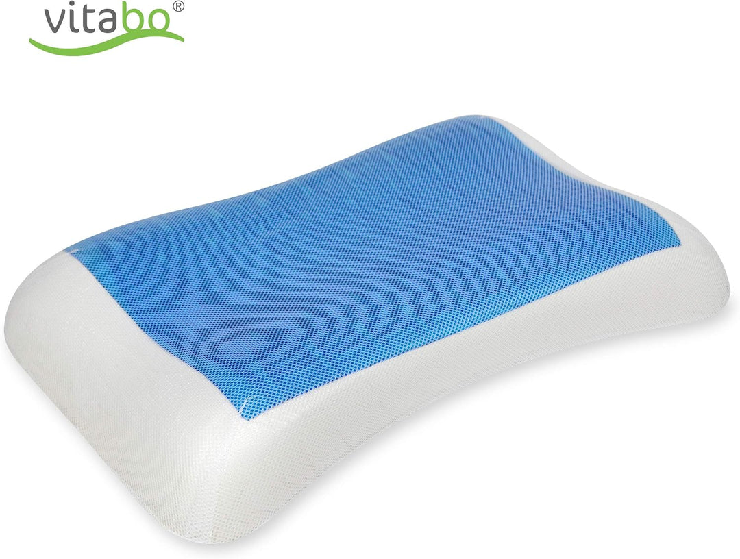 Vitabo Komfortables Kopfkissen mit kühlender Gelauflage I ergonomisches Seitenschläferkissen Nackenk