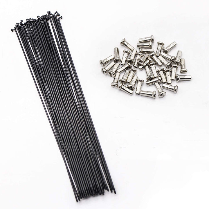 SENQI Fahrradspeichen aus Stahl/Edelstahl, 80 mm - 297 mm, mit Kupferkappe, 36 Stück Schwarz 160mm,