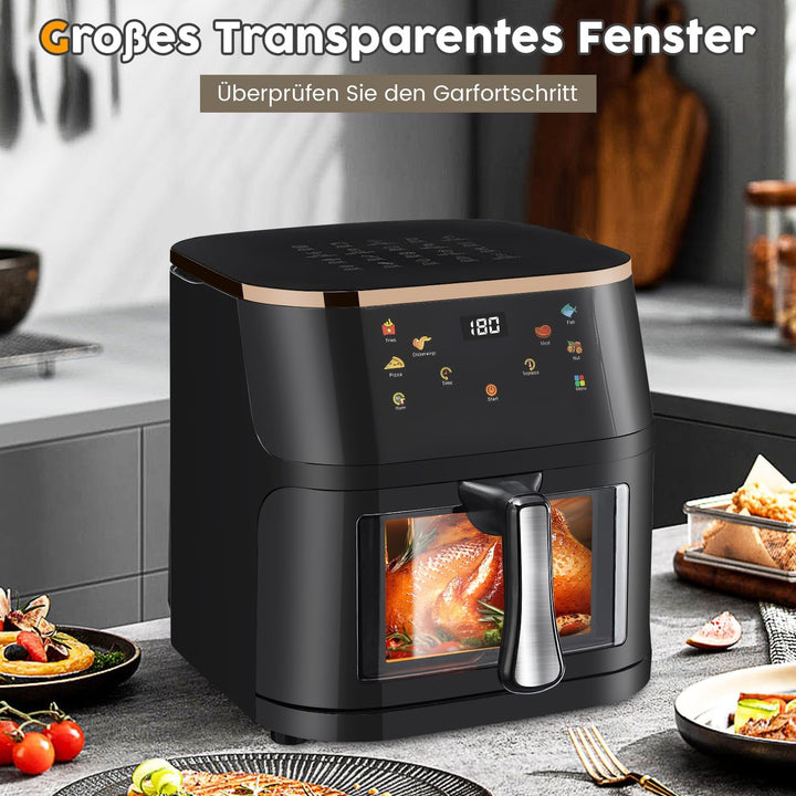 HeissLuftfritteuse, 9 Liter, Touchdisplay, HeissLuftfritteuse Mit Sichtfenster Pro Air Fryer Timer &