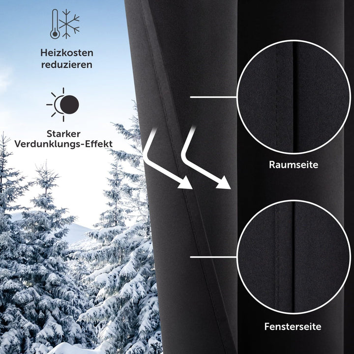 Blumtal 2er-Set Gardinen Verdunklungsvorhänge Blickdicht - Elegante Wärmeisolierende Vorhänge mit Ös