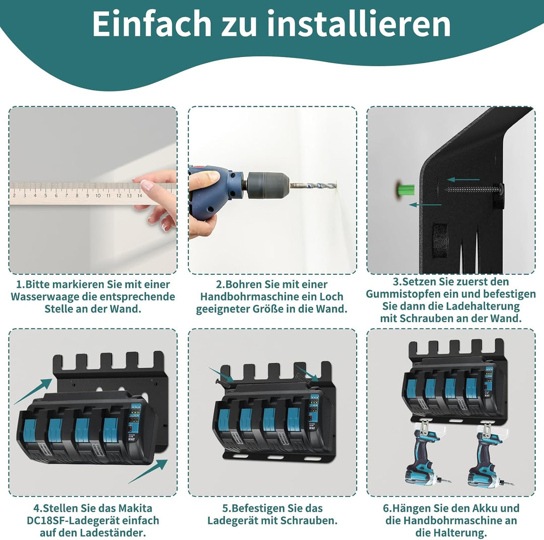 Wandhalterung Ladegeräthalter Für Makita DC18SF ladegerät,18V 14,4V Akku und Akku Bohrschrauber, Sta