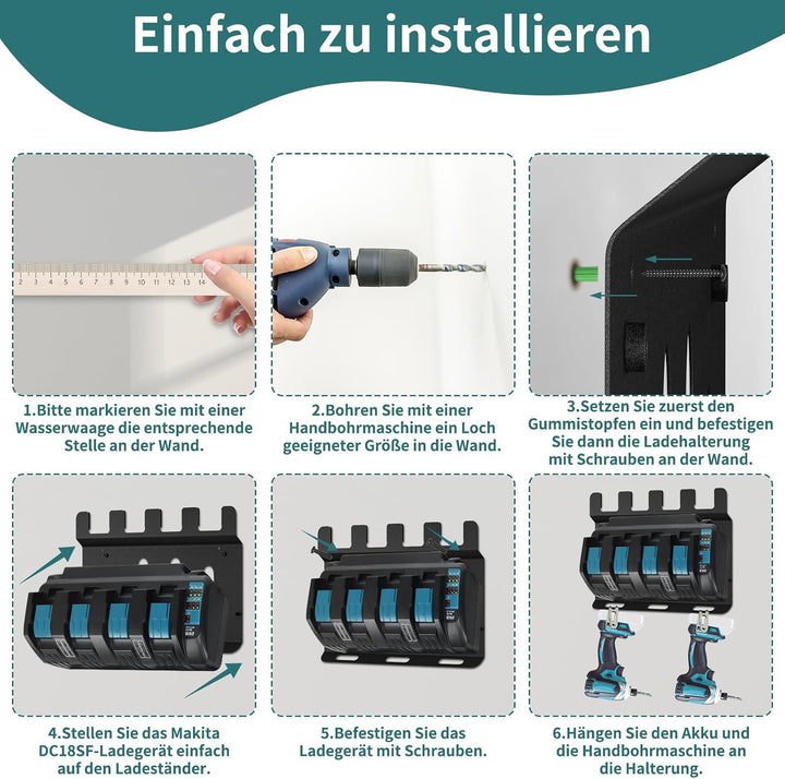 Wandhalterung Ladegeräthalter Für Makita DC18SF ladegerät,18V 14,4V Akku und Akku Bohrschrauber, Sta