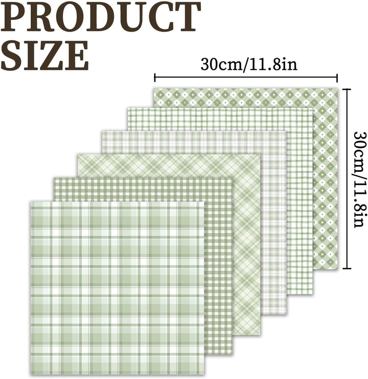 36 Blat Scrapbook Papier 30x30 cm Bastelpapier mit Muster (Grün) | Doppelseitiges Motivpapier Bunt D