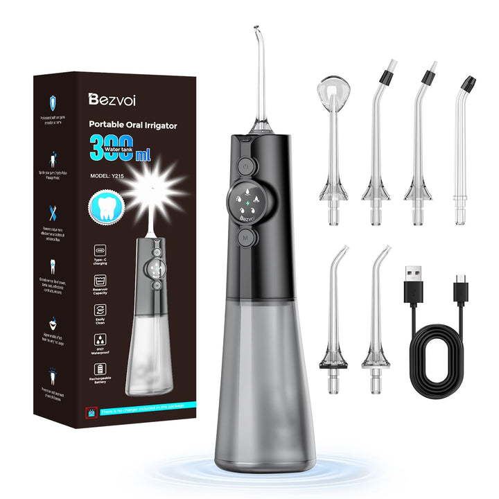Water Flosser Munddusche Kabellos Zahnreinigung : 5 Modi LED-Anzeige Zahndusche mit 300ML Wassertank