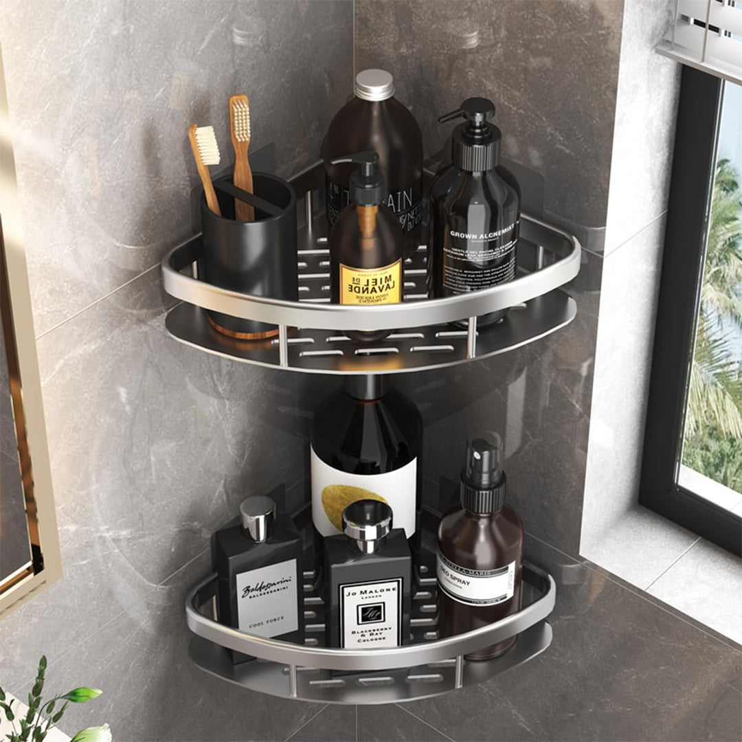 JUVEL Duschregal Ohne Bohren Ecke- 2 Stück Selbstklebend Matte Finish Duschregal Rostschutz Duschabl