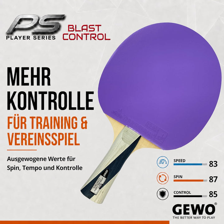 GEWO PS Blast Control Tischtennisschläger - ITTF genehmigter Profi-Tischtennisschläger, Fertigschläg