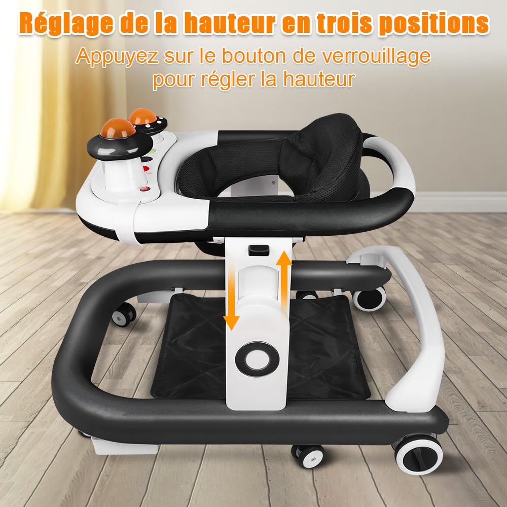 Lauflernhilfe für Babys, mit Spielset und Bodenmatte, robust, faltbar, mit 5 verstellbaren Positione