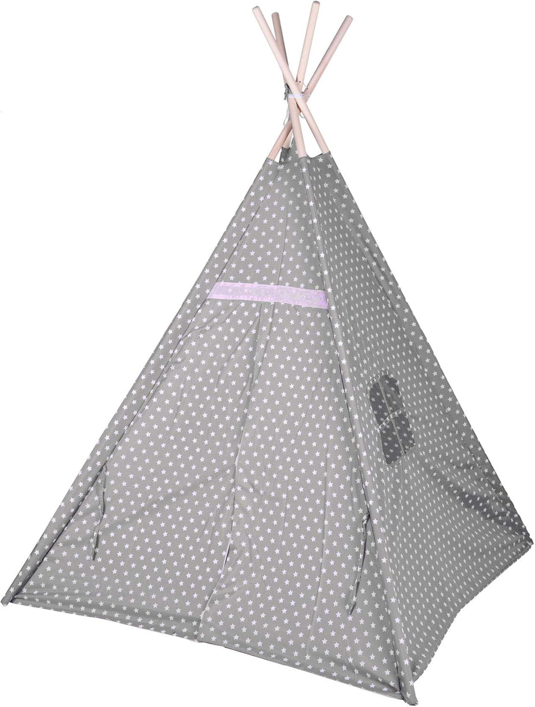Kinder Spielzelt 160 cm - Farbe: grau/rosa - Kinderzimmer Tipi Kinderzelt Wigwam Indianerzelt Zelt G