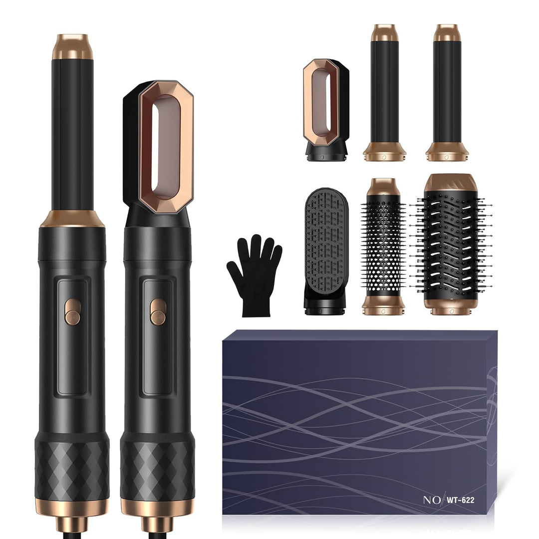 Airstyler Set 6 in 1 Warmluftbürste Set, 1000W Haarstyler Stylingbürsten Set mit Haartrockner, Rundb