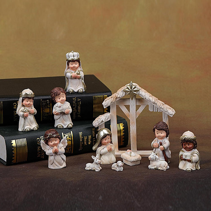 Kleine Krippenfiguren-Set, Weihnachtskrippen-Sets - Krippenfiguren-Set aus Kunstharz - 12X Jesus-Kri