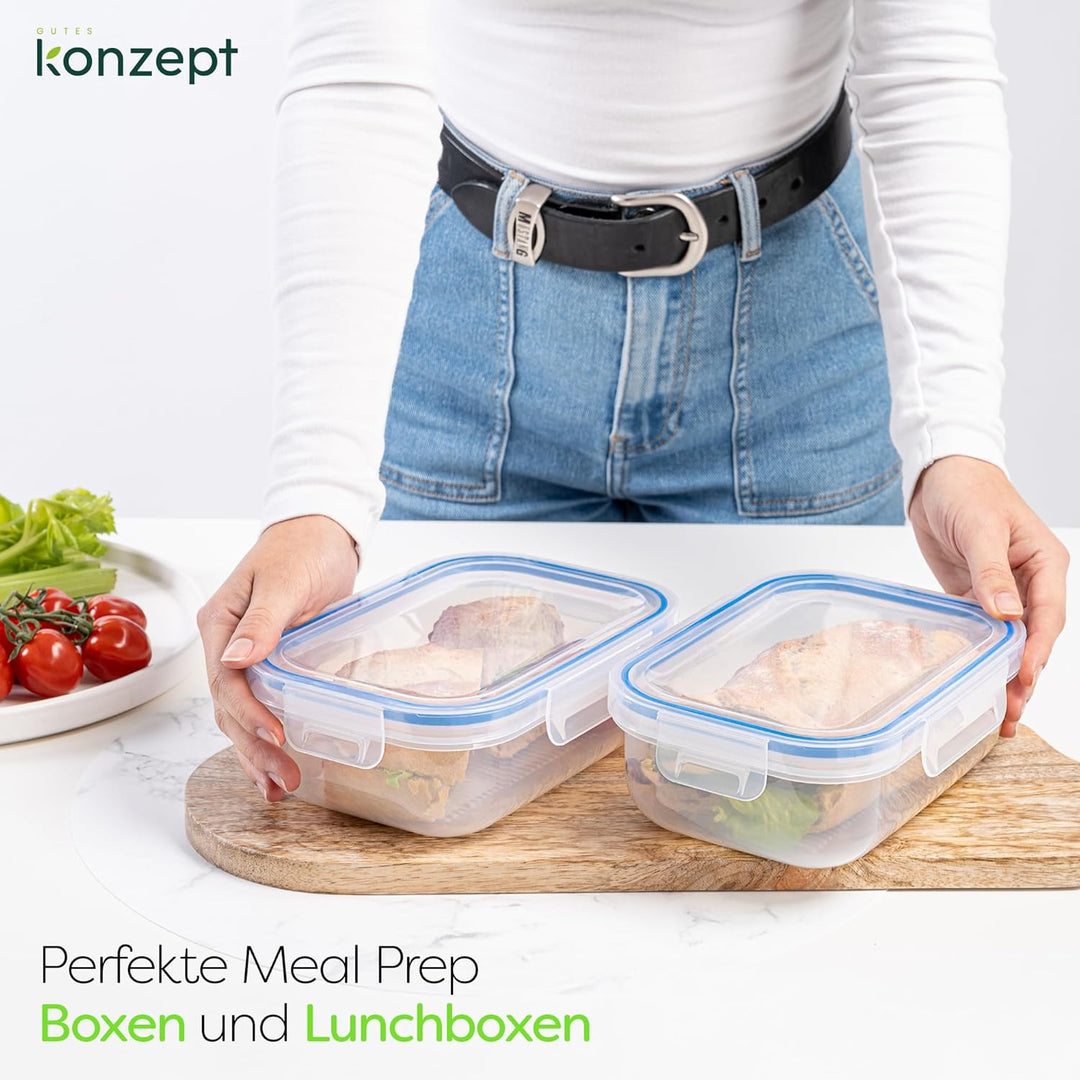 KONZEPT Frischhaltedosen mit Deckel 1L Set 6er Kühlschrank Organizer Transparent Mealprepboxen Stape