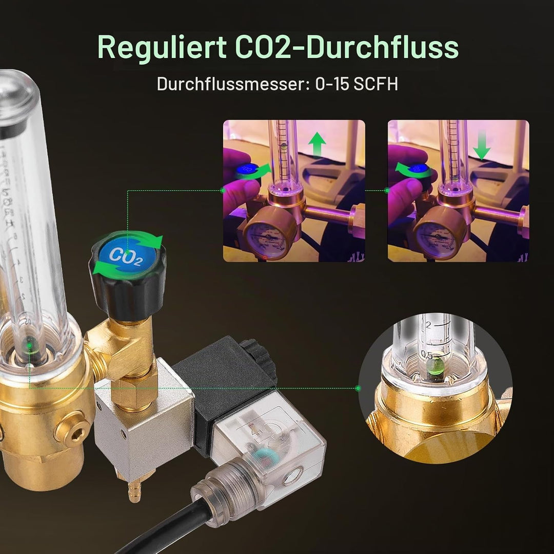 VIVOSUN CO2 Gasregler Emitter System mit Magnetventil Durchflussmesser Schweissen Schweissnaht für G