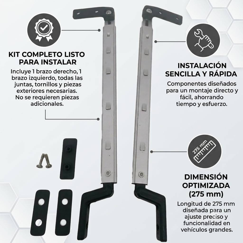 CR-MOESANCO® Kompass-Set rechts + Links für Wohnwagen, Arm für Wohnmobil-Fensterstütze, Hebestütze o