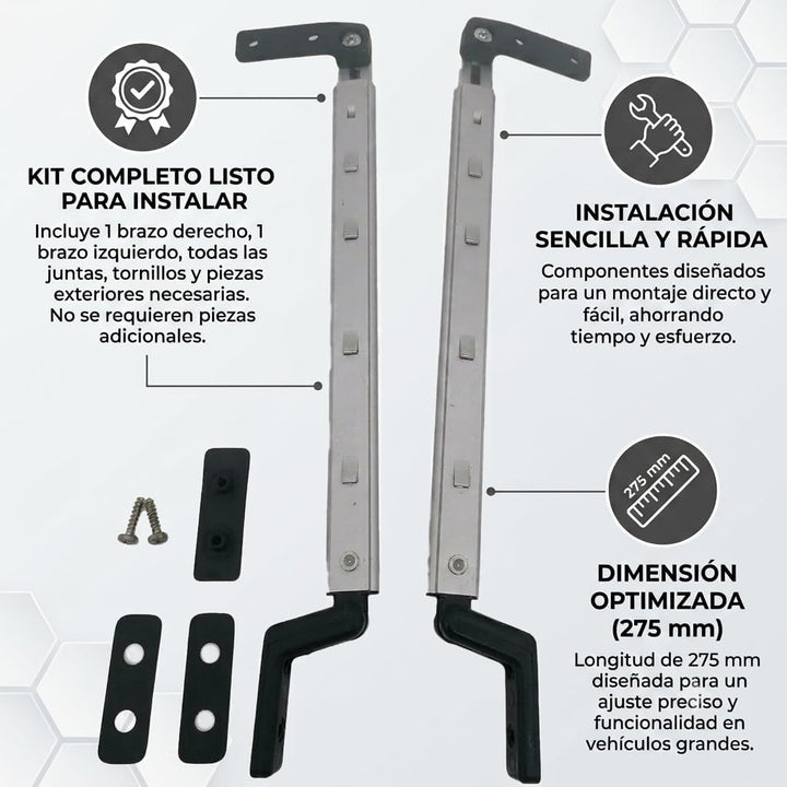 CR-MOESANCO® Kompass-Set rechts + Links für Wohnwagen, Arm für Wohnmobil-Fensterstütze, Hebestütze o