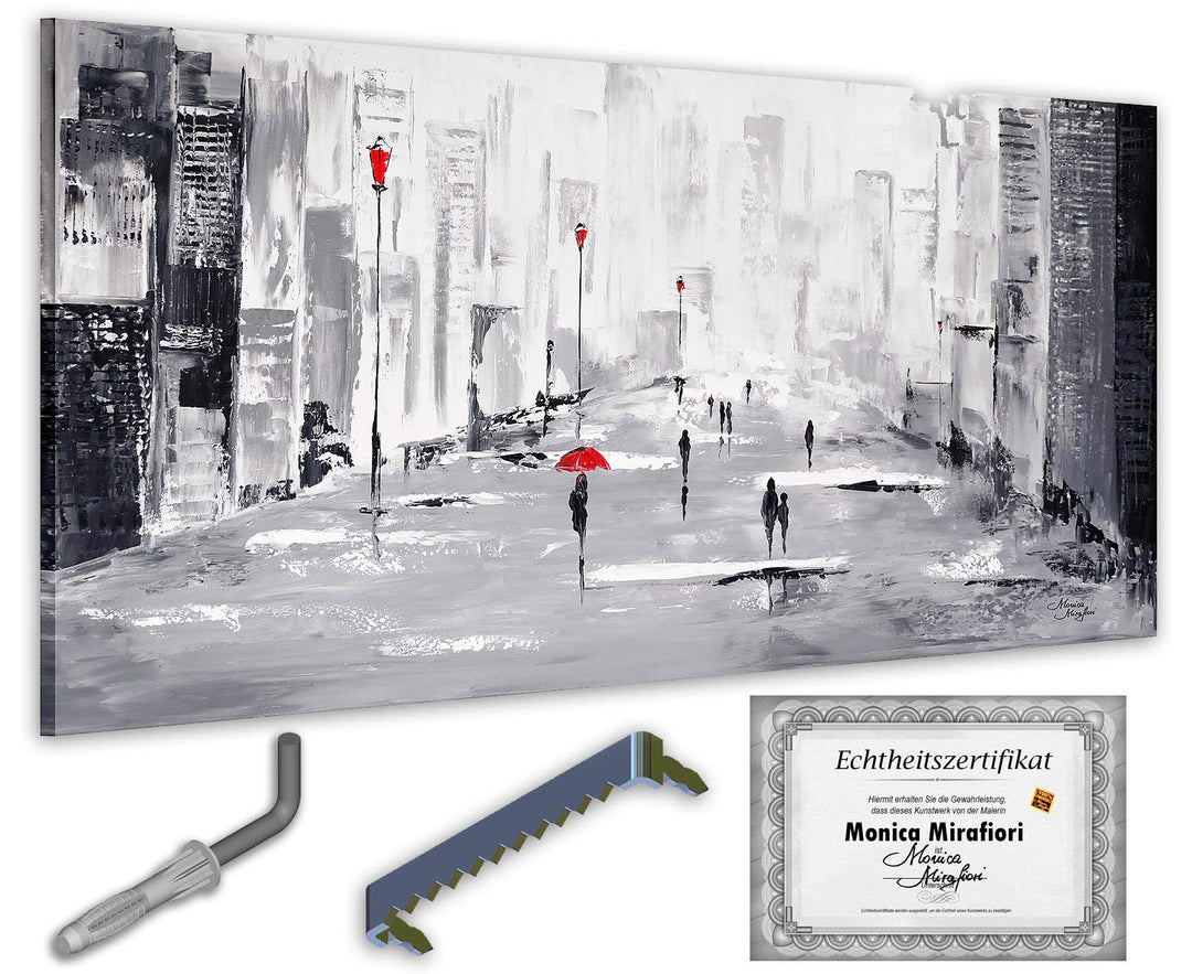 Monica Mirafiori I 100% HANDGEMALT I Gemälde It's Raining I 120x60cm | Gemälde Handgemalt | Acrylgem