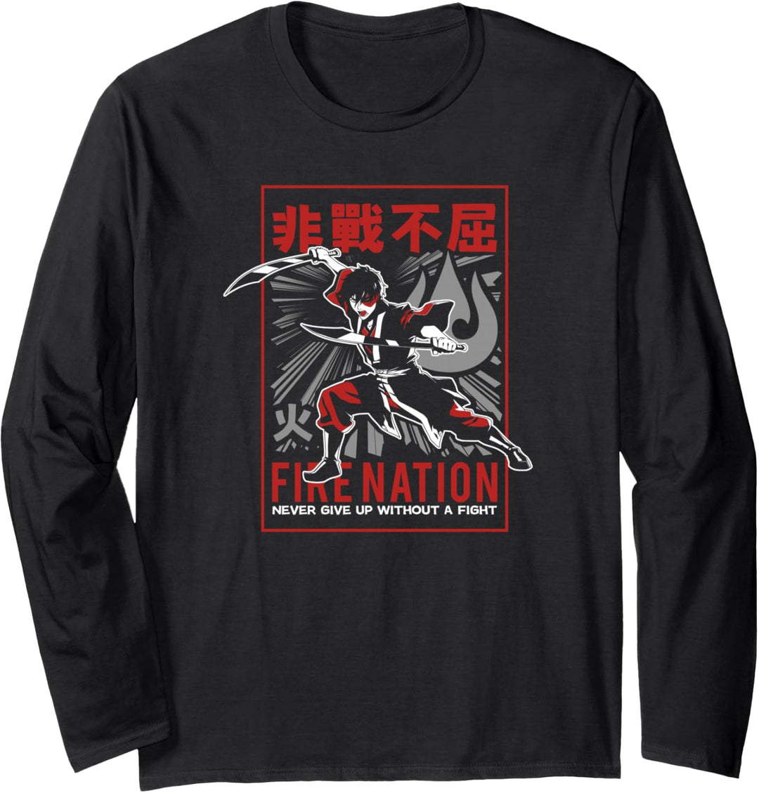 Avatar: The Last Airbender Zuko Fire Nation Never Give Up Langarmshirt