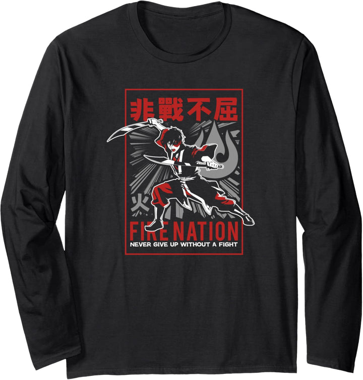 Avatar: The Last Airbender Zuko Fire Nation Never Give Up Langarmshirt