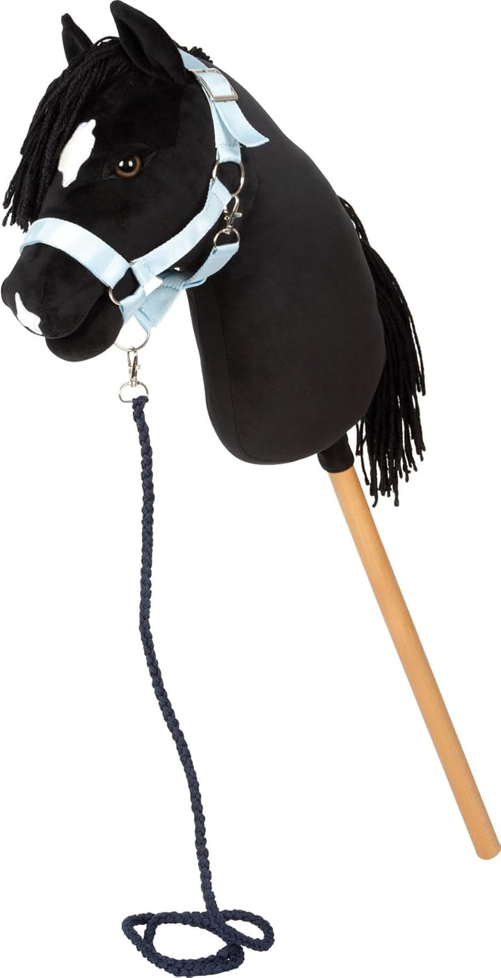 small Foot Hobby Horse schwarz „Eddie“, Steckenpferd mit abnehmbaren Holzstab und frisierbarer Mähne