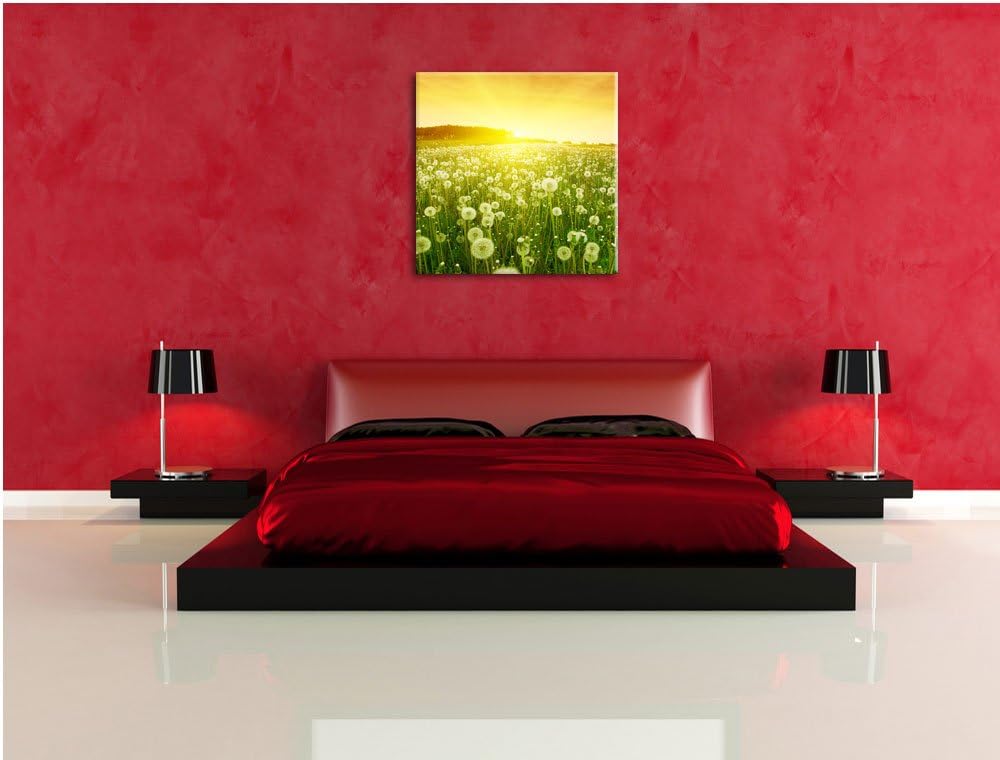 Pixxprint Pusteblumen Sonnenuntergang als Leinwandbild Quadratisch/Grösse: 70x70 / Wandbild/Kunstdru