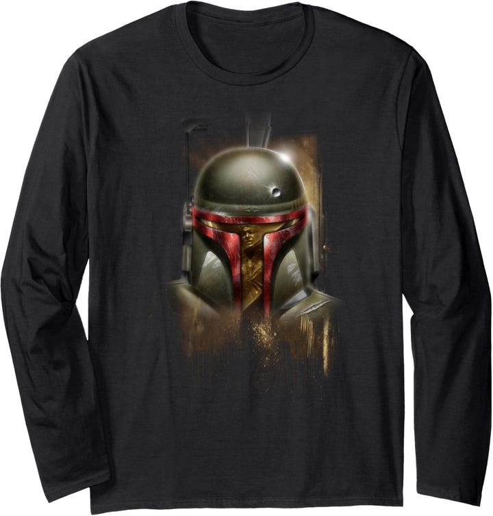 Star Wars Boba Fett Detailed Shiny Helmet Portrait Langarmshirt