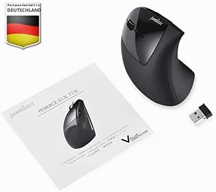Perixx PERIMICE-713 Ergonomische Linkshänder Maus - Vertikales Design - 2,4GHz - 800/1200/1600 DPI K