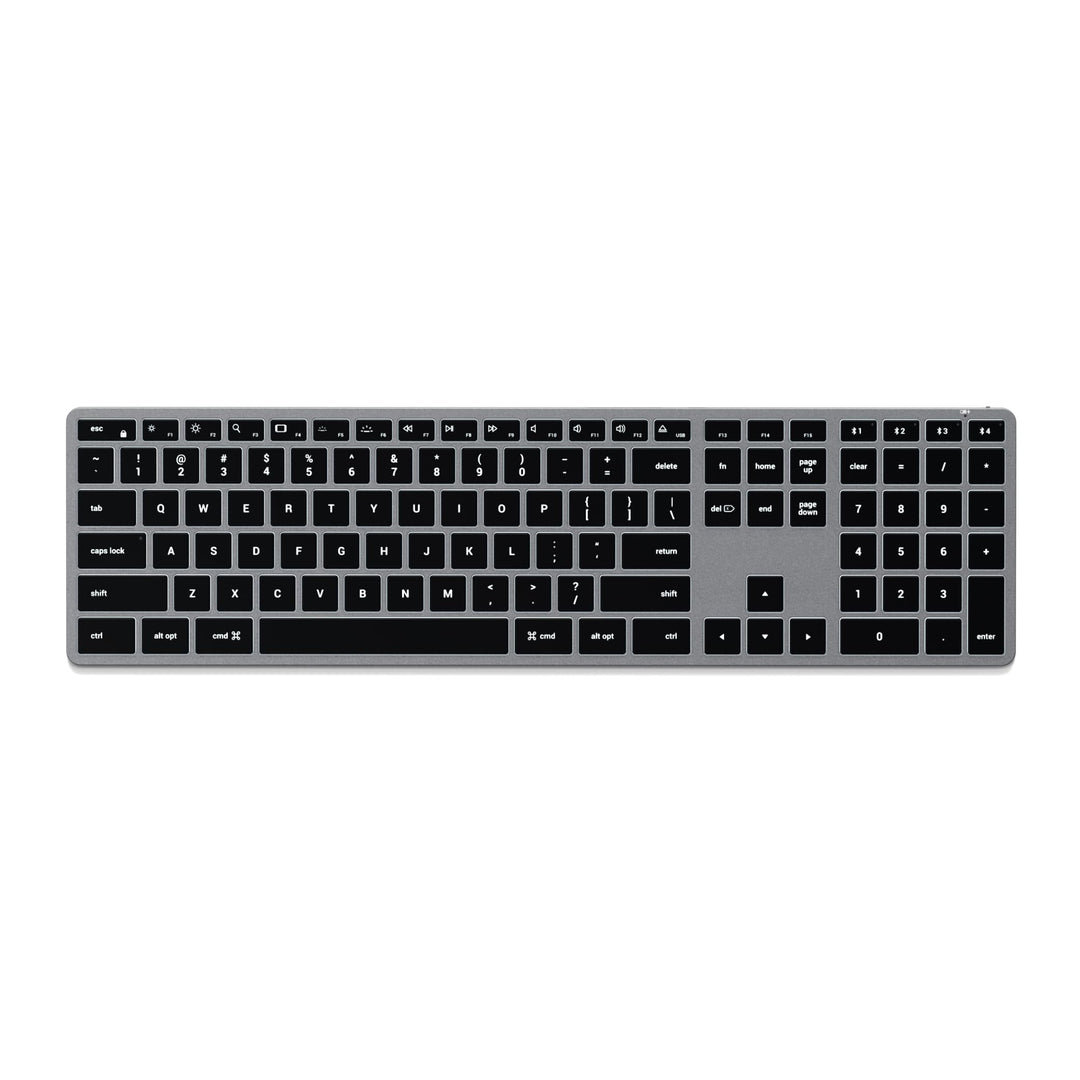SATECHI Slim X3 Kabellose Bluetooth Tastatur - Hintergrundbeleuchtung & Ziffernblock – Multi-Device