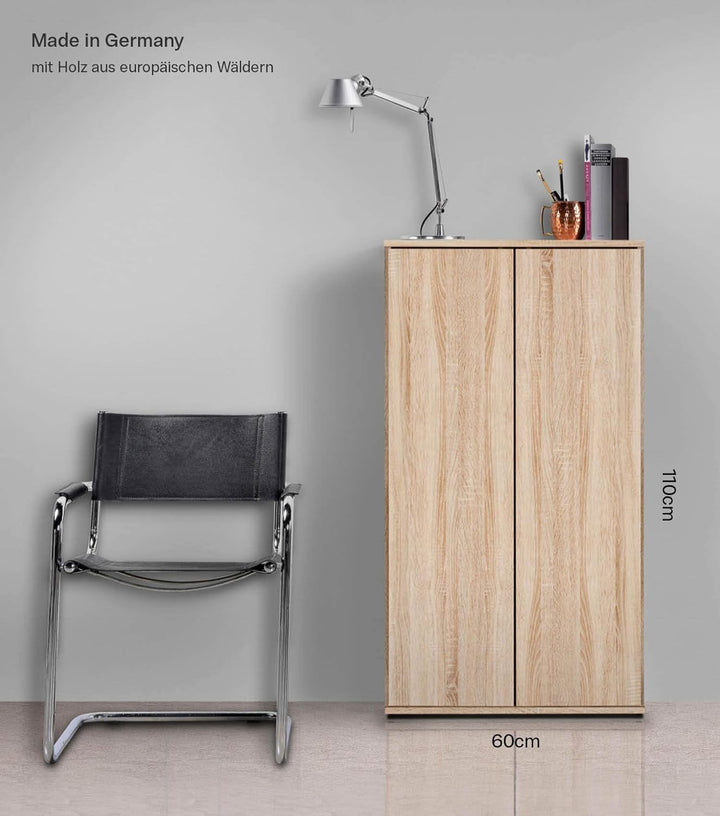 mokebo Mehrzweckschrank Büroschrank 'Der Schlanke' (60x110 cm) aus Holz schmaler Aktenschrank oder H