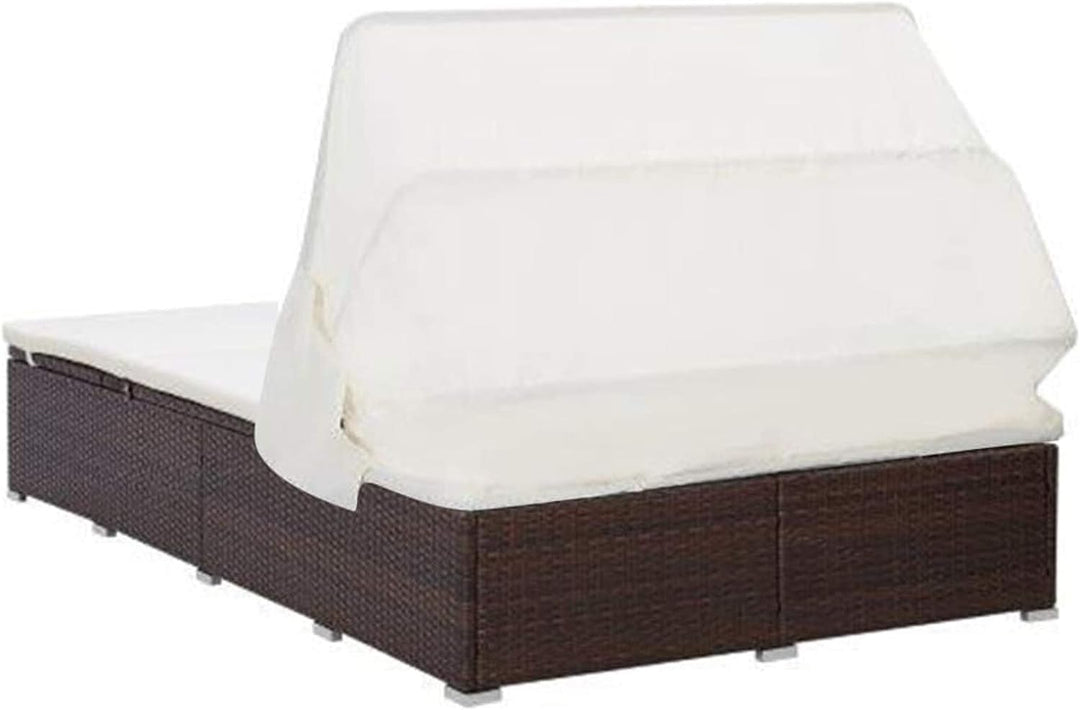 Festnight Sonnenliege 2 Personen mit Dach doppelliege Outdoor gartenliege 2 Personen Rattan gartenli