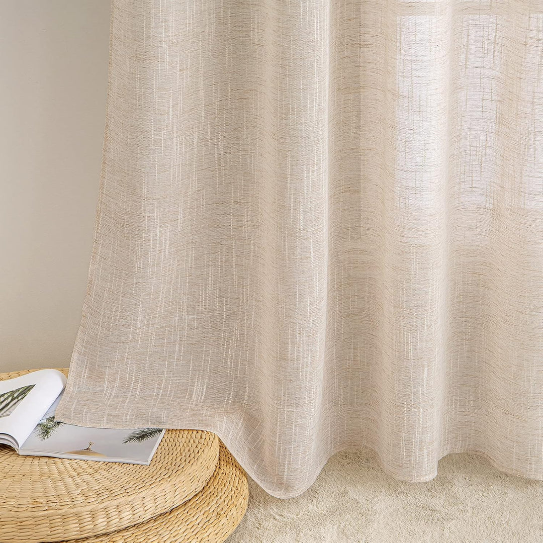 MIULEE Vorhang Gardinen Leinen mit ösen Voile Vorhänge Leinenoptik Gardinen Wohnzimmer Modern Fenste