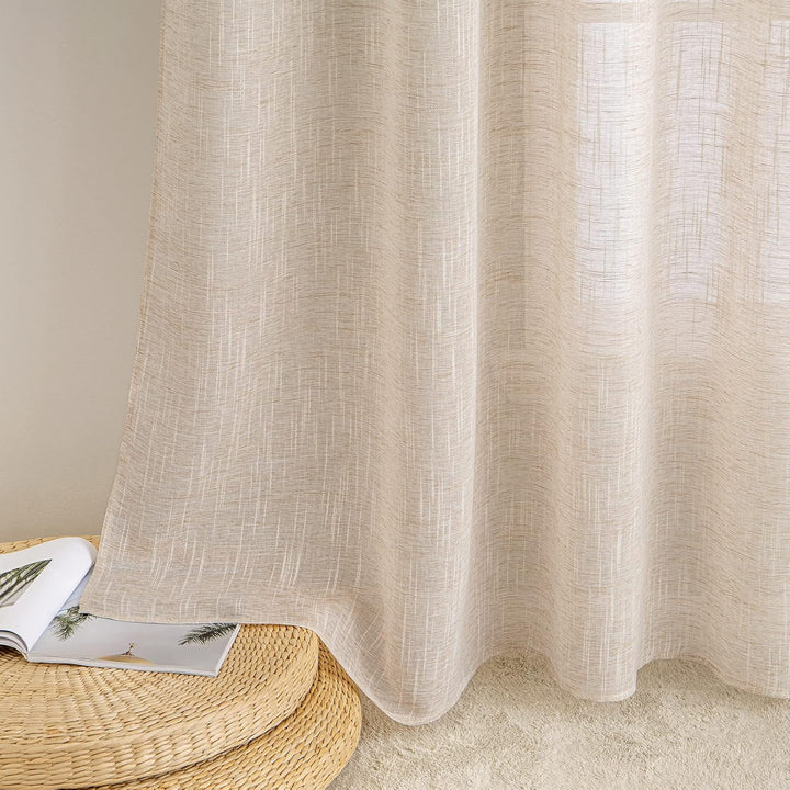 MIULEE Vorhang Gardinen Leinen mit ösen Voile Vorhänge Leinenoptik Gardinen Wohnzimmer Modern Fenste