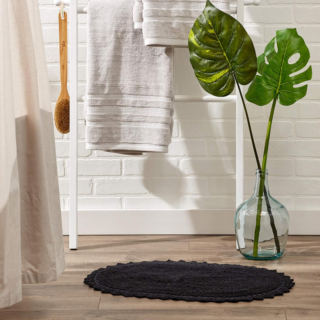 DII Crochet Collection Wende-Badematte, klein, oval, 43 x 61 cm, Schwarz 43 x 61 cm (Oval) Schwarz,
