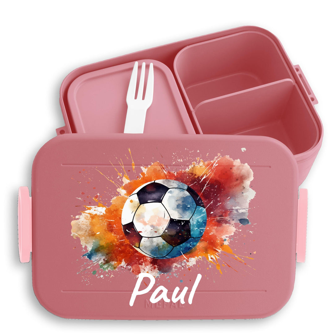 Kinder Bento Box Midi Lunchbox für Mepal Bentobox - Fussball Brotdose mit Name personalisiert I Gesc