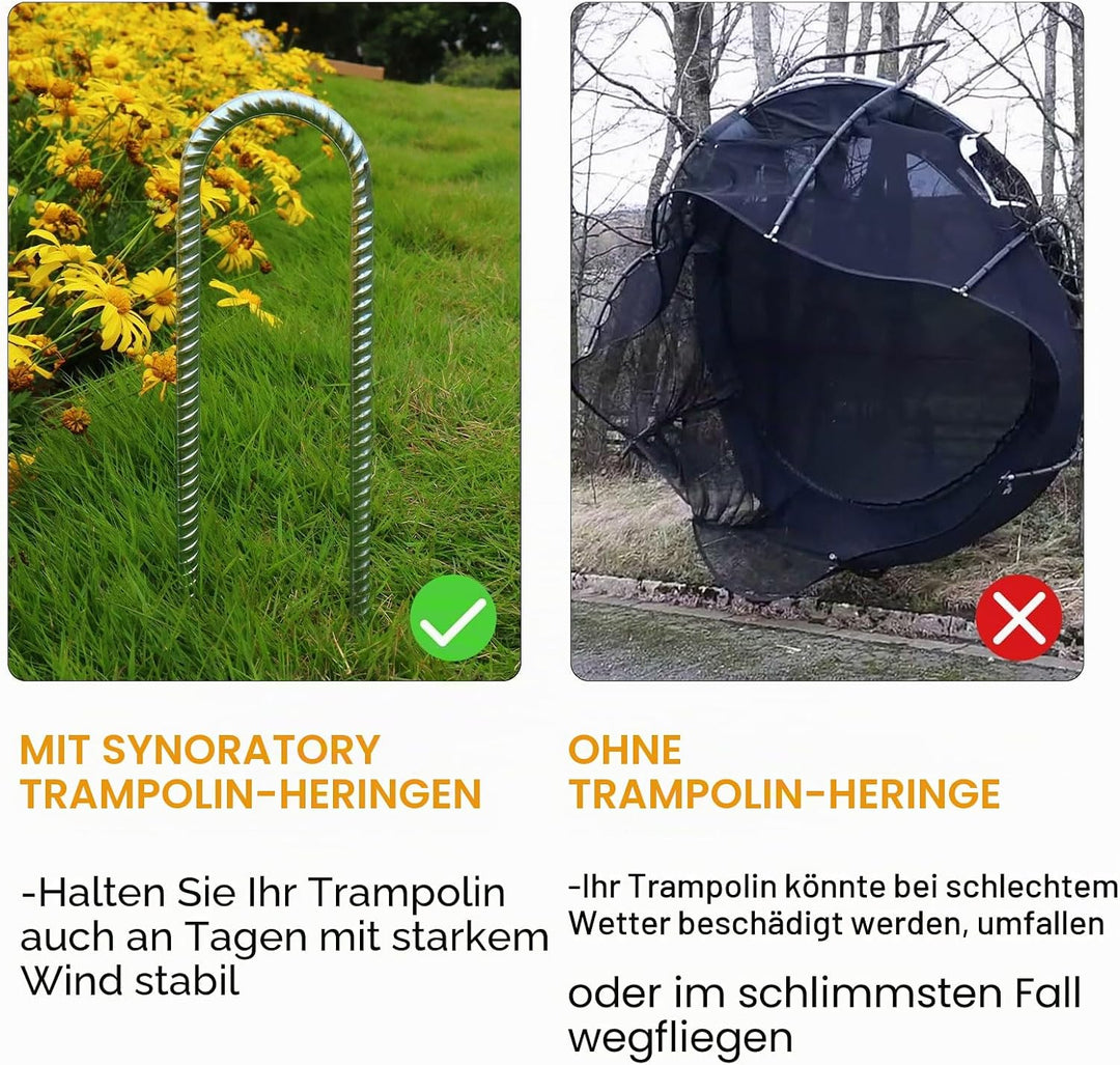 Trampolinpfähle Anker Hochwind-Strapazierfähiges Trampolinanker-Set U-Typ, scharfe Enden, Sicherheit
