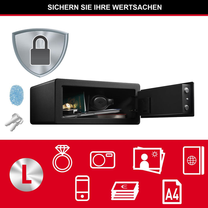 Master Lock Biometrischer Tresor mit Fingerabdruck, 19,5 x 43 x 37 cm Fingerabdruck-Schloss 25 L, Fi