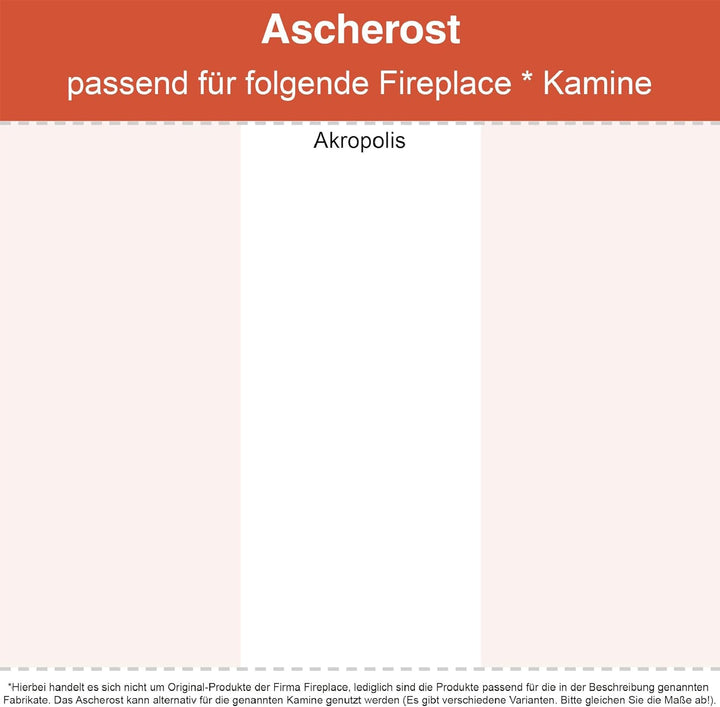 Kaminrost/Stehrost 380 x 67 x 98 mm passend für Fireplace Akropolis ** Kaminöfen inkl. Modellübersic