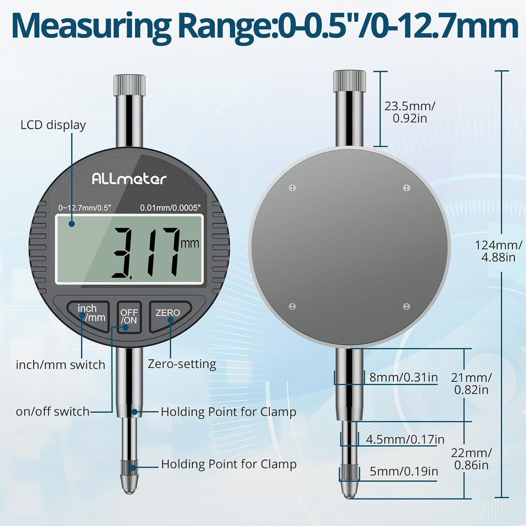 ALLmeter Digitales Bohrungsmessgerät Messuhr Set 50-160 mm Innendurchmesser Anzeige Messwerkzeug mit