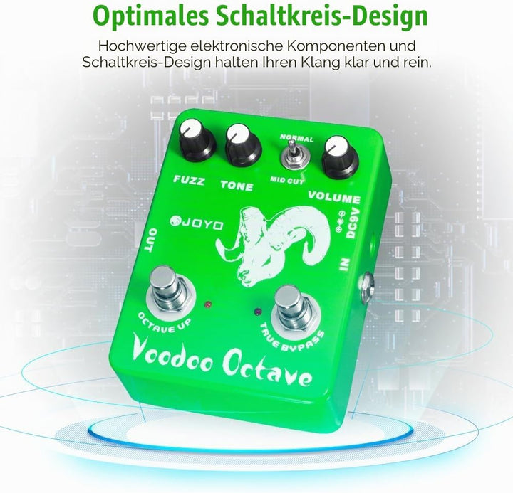 JOYO Octave Fuzz Pedal Germanium Fuzz 60er Rock-Effekt mit „Mid-Cut“ für E-Gitarre – True Bypass (Vo