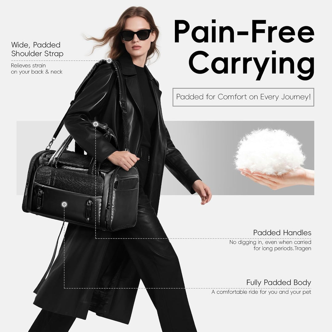 Hundetasche Flugzeug faltbar mit Sichtschutz, Antihaft-Matte, Auto Patentierte Sicherheitsschnallen