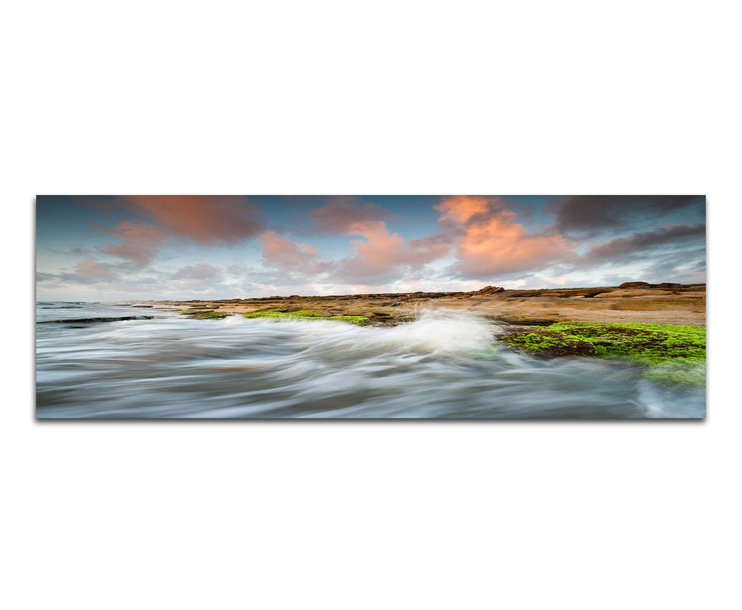 Paul Sinus Art Panoramabild auf Leinwand und Keilrahmen 150x50cm Florida Strand Wasser Wolken Sonnen