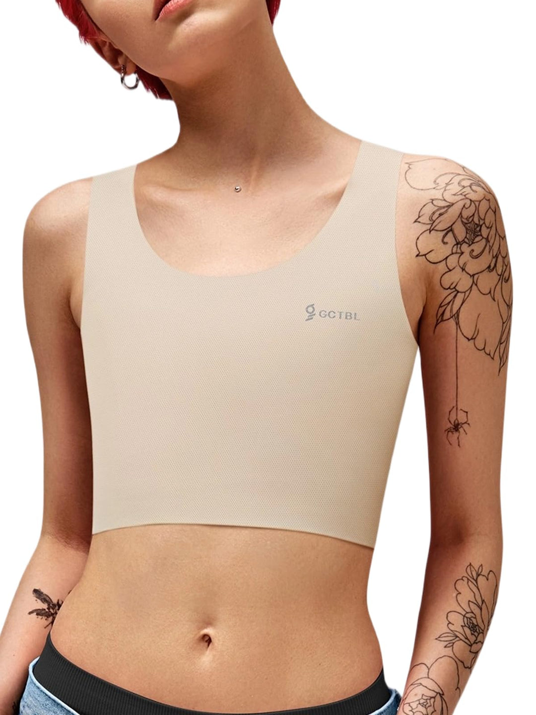 Trans Binder Transgender FTM Brust Binder für Damen Atmungsaktive Halb Kompression BH Nude M, Nude M