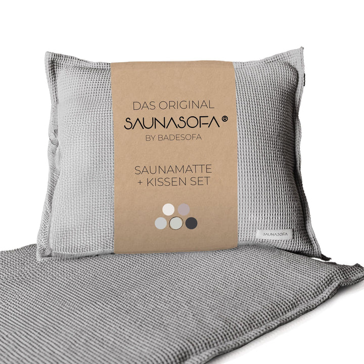 SAUNASOFA® von BADESOFA® | Extra bequeme Sauna-Matte mit Kissen | Einfacher Transport dank Tragegurt